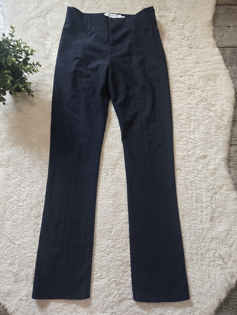 MM Lafleur Navy Blue Flat Front Straight Leg Tailored Chic Office Dress Pants, 6